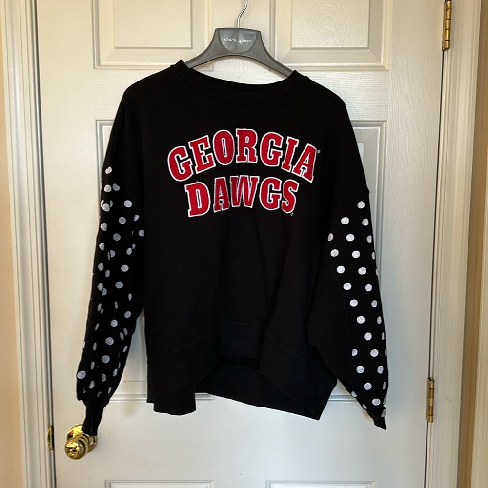 NWT L UGA sweatshirt Stewart Simmons Balloon Sleeve Sorority Crop